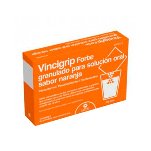 Vincigrip forte 10 sobres granulado para solucion oral (sabor naranja)