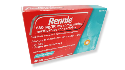 Rennie 680 mg/80 mg 48 comprimidos masticables (con sacarina)