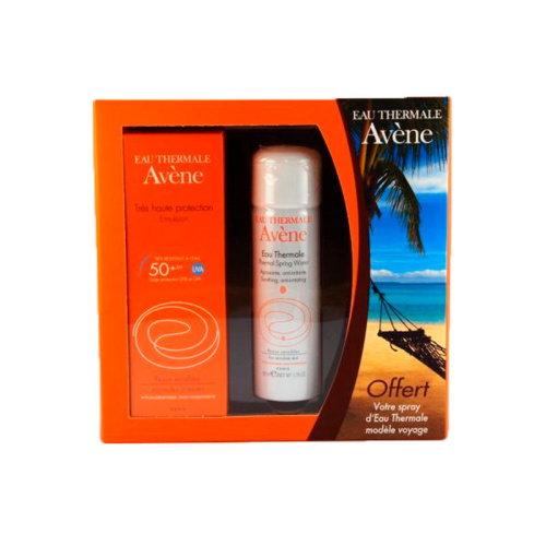 Avene emulsion solar spf 50+ pieles mixtas y grasas + agua thermal de regalo