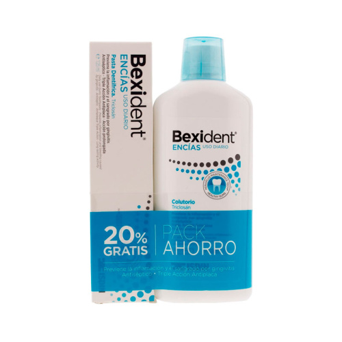Bexident encías clorhexidina 0.12% + pasta dentifríca triclosán pack ahorro 500 ml + 75 ml