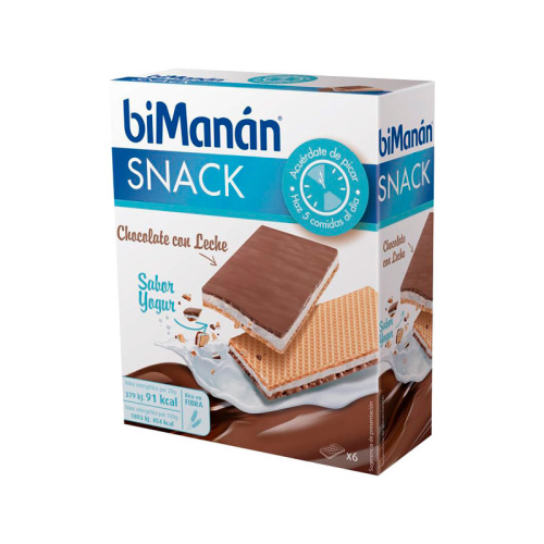 Bimanán snack barquillo chocolate con leche y relleno sabor yogur