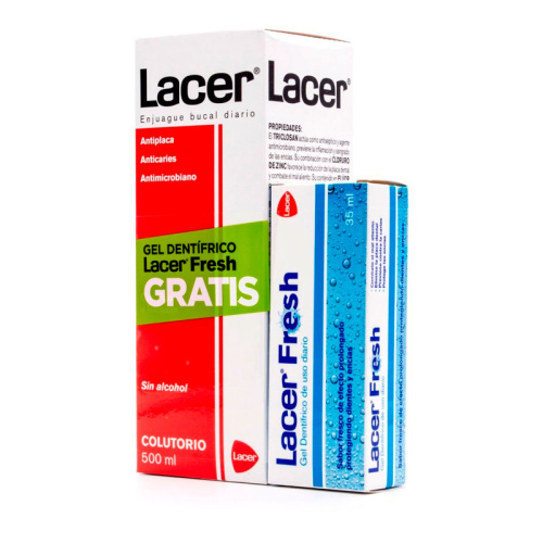 Lacer colutorio antiplaca anticaries 500ml + gel dentifríco lacer fresh 500 ml + 35 ml