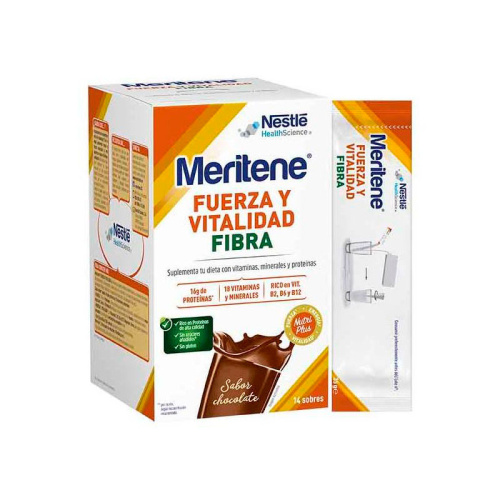 Meritene fibra batidos sabor chocolate en sobres