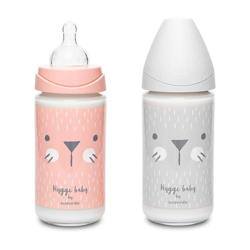 Suavinex biberón vidrio 3p silicona 240ml + funda de silicona 0m 1 unidad
