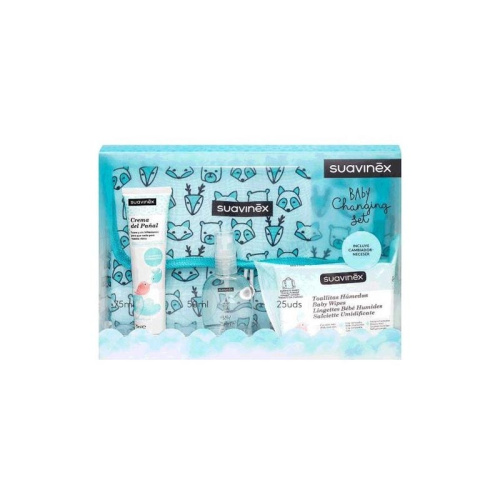 Suavinex set canviador colonia infantil baby 50 ml+toallitas húmedas 25 unidades+crema pañal 75 ml+cambiador