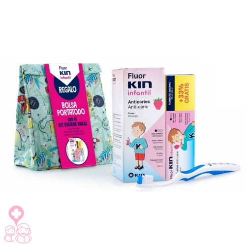 Fluorkin infantil kit colutorio+pasta+cepillo neceser regalo