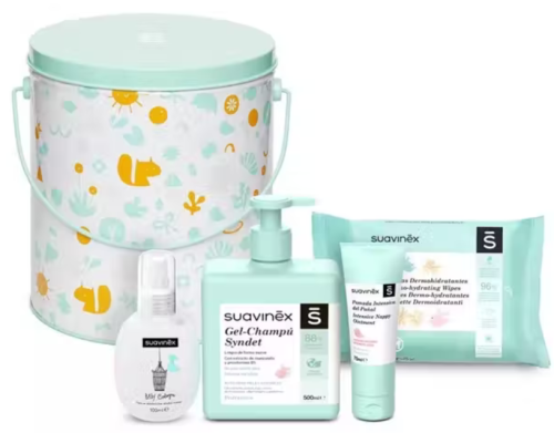Suavinex cubo metal bebe mint & mostaza pack