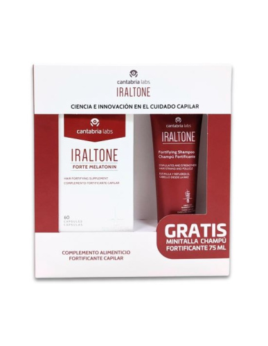 Iraltone pack iraltone forte 60 cápsulas+ iraltone champú fortificante 75 ml de regalo