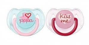 Philips avent chupete silicona +4m i love papa kiss me 2uds