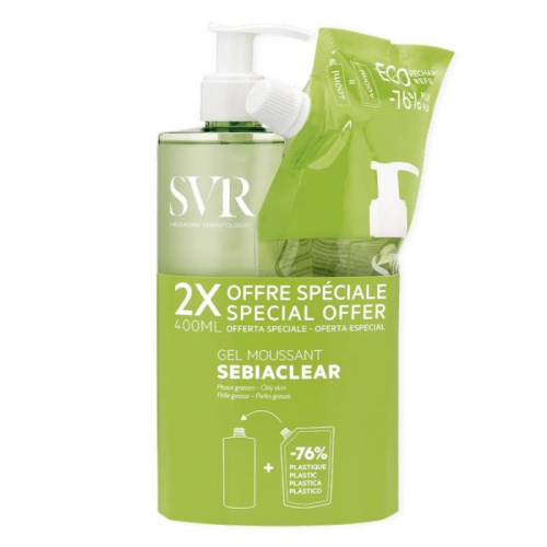 Svr sebiaclear gel limpiador 400ml + recarga eco 400ml