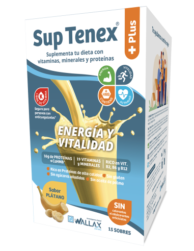 Wallax sup tenex plus 15 sobres sabor platano