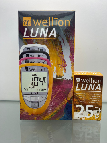 Wellion luna glucómetro + tiras