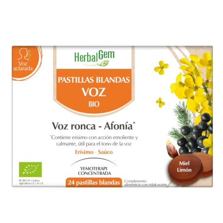 HerbalGem Pastillas Voz Ronca y Afonía 24 pastillas
