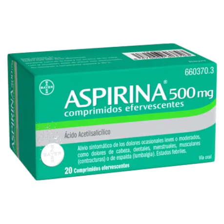 Aspirina 500 mg 20 comprimidos efervescentes