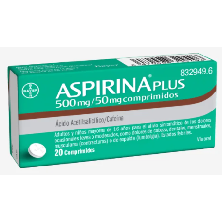 Aspirina plus 500 mg/50 mg 20 comprimidos
