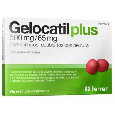 Gelocatil plus 500 mg/650 mg 20 comprimidos