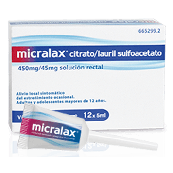 Micralax citrato/lauril sulfoacetato 450 mg/45 mg solución rectal 4 cánulas 5 ml