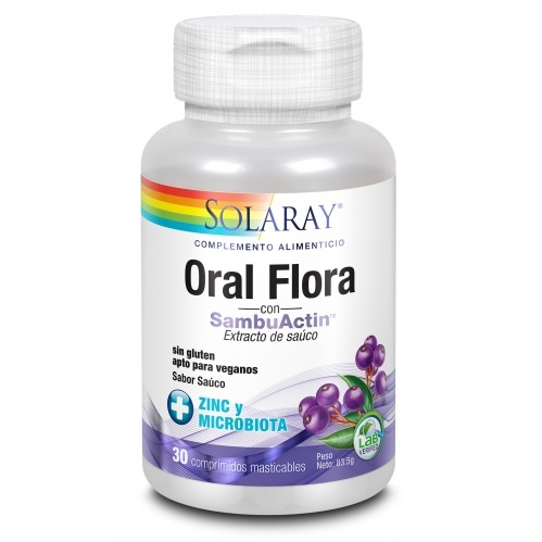 SOLARAY ORALFLORA CON SAMBUACTIN -SAÚCO- 30 COMPRIMIDOS MASTICABLES