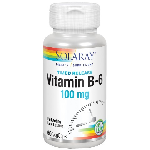 SOLARAY VITAMINA B6 100 MG 60 CÁPSULAS DE ACCIÓN RETARD