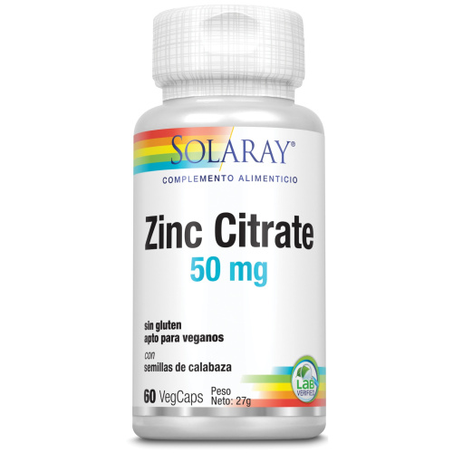 SOLARAY ZINC CITRATO 50 MG 60 CÁPSULAS