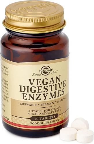 SOLGAR ENZIMAS DIGESTIVAS VEGANAS 50 COMPRIMIDOS MASTICABLES