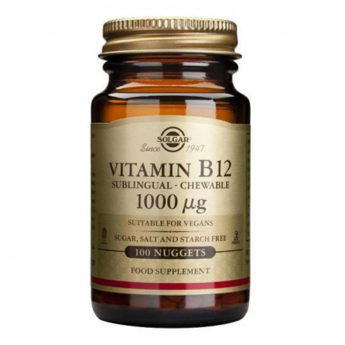 SOLGAR VITAMINA B12-1000MCG 100 COMPRIMIDOS MASTICABLES