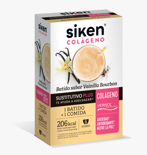 SIKEN SUSTITUTIVO COLAGENO BATIDO 6 SOBRES 50 g SABOR VAINILLA BOURBON