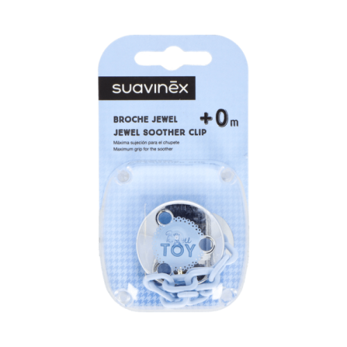 Broche Suavinex Sujeta Chupete Pinza Jewel C/ Cadena  0 M 1 Un Azul