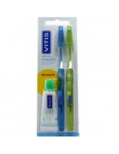 Cepillo Dental Vitis Duplo Medio 2 U