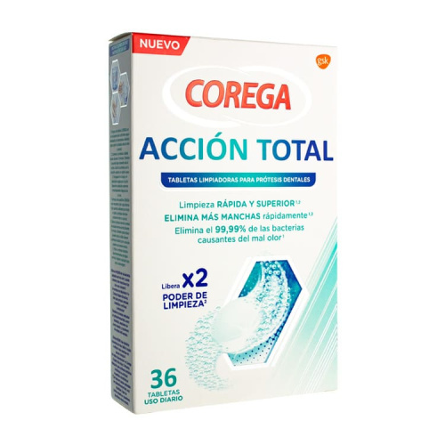 Corega Limpiador Accion Total 36 Tabletas