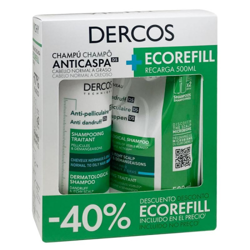 Dercos Champú Anticaspa cabello normal o graso 500 + 500ml