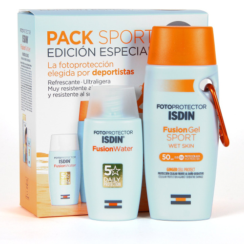 ISDIN PACK FUSION GEL SPORT WET SKIN SPF 50 100ML + FUSION WATER SPF 50 50ML