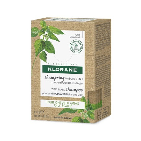 Klorane Champú-Mascarilla en polvo a la ortiga y arcilla 8 sobres 3G