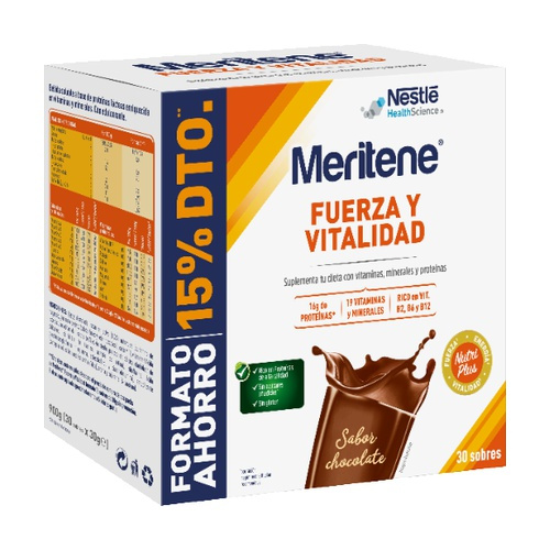 Meritene Fuerza y Vitalidad sabor chocolate 30 sobres