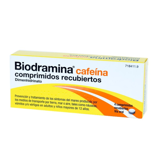 Biodramina cafeina 4 comprimidos