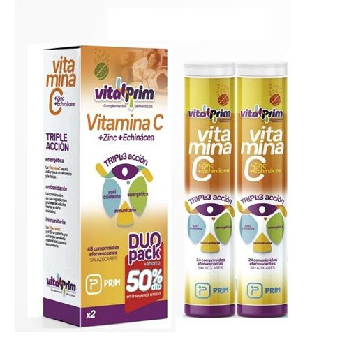 Vitalprim VitC + Vit D + Echinacea + Zinc 48 Comp. Eferv. Naranja (Dúo Pack)
