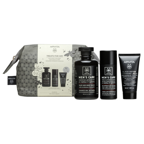 APIVITA TREATS FOR HIM CREMA ANTIARRUGAS+GEL Y CHAMPU+GEL BLACK