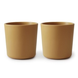 MUSHIE PACK DOS VASOS SOLID MUSTARD 7.5x7.5x7 CM
