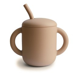 MUSHIE TAZA DIDÁCTICA+PAJITA SILICONA SOLID NATURAL