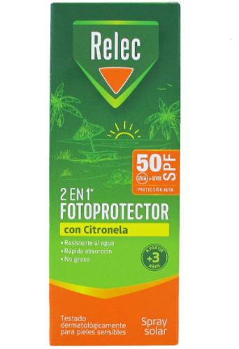 RELEC FOTOPROTECTOR SPF 50 CON CITRONELA  1 SPRAY 100 ML