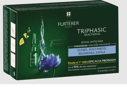 TRIPHASIC TRATAMIENTO ANTICAIDA REACCIONAL RENE FURTERER 12 AMPOLLAS 5 ML