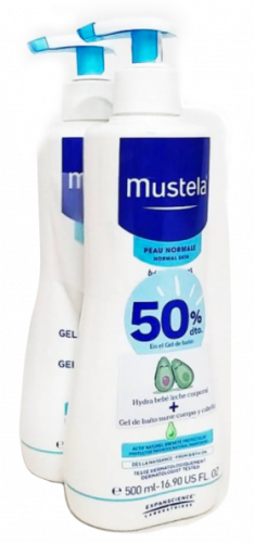MUSTELA Hydrabebe locion 500ml + 500ml 50%dte
